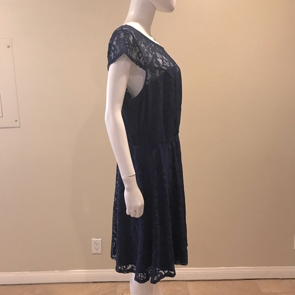 Maurices Navy Blue Lace Dress NEW Size XL 16 18 Fit Flare Party Dress Gift - Picture 9 of 15